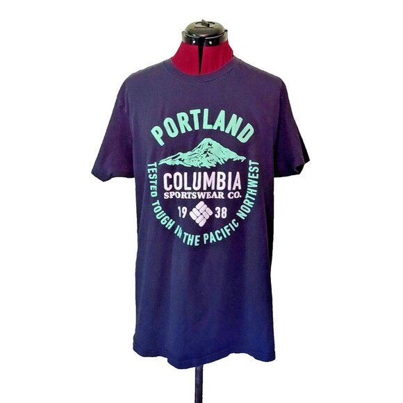 Columbia Graphic T Shirt Multicolor Mens Size Large Logo - Picture 1 of 5